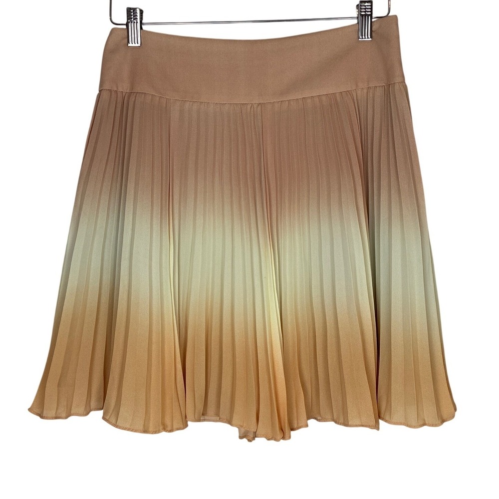 Ann Taylor Ombre Mini Skirt Pleated Tan Peach Business Casual Boho Preppy Size 4